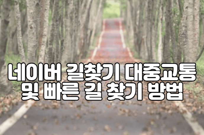 네이버 길찾기 대중교통 및 빠른 길 찾기 방법