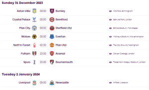 맨유 노팅엄 중계 12월 31일 프리미어리그 경기 일정