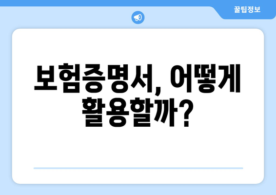 보험증명서, 어떻게 활용할까?