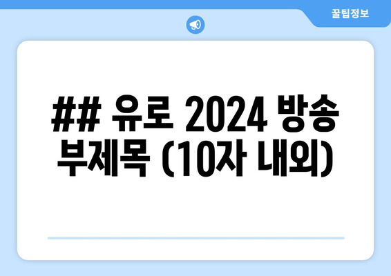 ## 유로 2024 방송 부제목 (10자 내외)