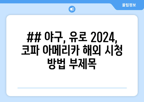 ## 야구, 유로 2024, 코파 아메리카 해외 시청 방법 부제목