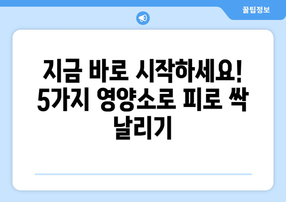 육체 피로 싹 날려줄 5가지 영양소 | 피로 회복, 체력 증진, 효과적인 영양소 섭취