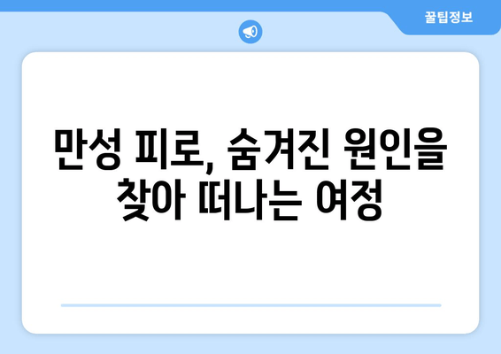 만성 피로 증후군, 숨겨진 원인을 찾는 진단법| 진단 검사부터 생활 습관 개선까지 | 만성 피로, 원인 분석, 진단, 치료, 생활 습관