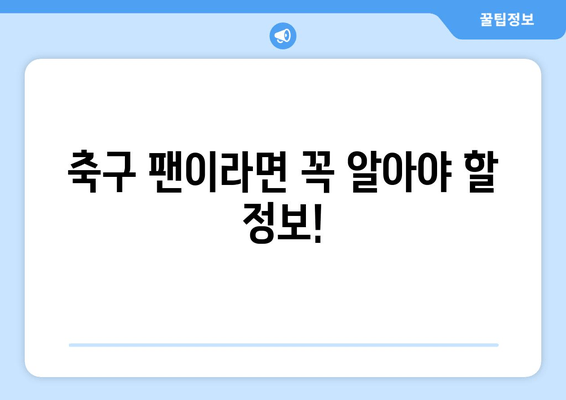 축구 팬이라면 꼭 알아야 할 정보!