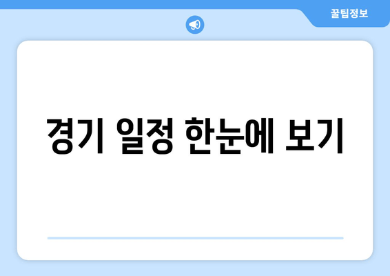 경기 일정 한눈에 보기