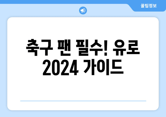 축구 팬 필수! 유로 2024 가이드