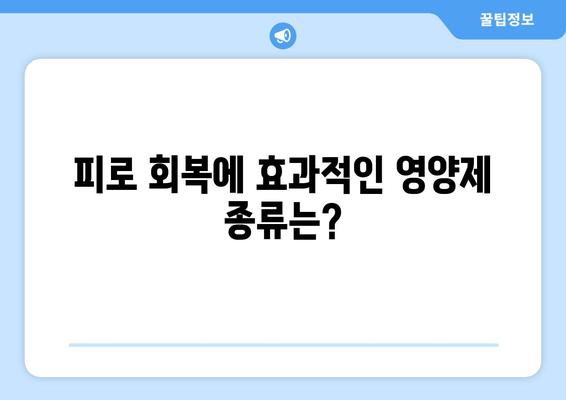 만성 육체 피로, 영양제로 이겨내기| 피로 회복에 효과적인 영양제 종류와 복용 가이드 | 만성 피로, 영양제 추천, 피로 해소