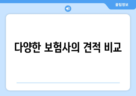 다양한 보험사의 견적 비교