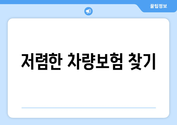 저렴한 차량보험 찾기