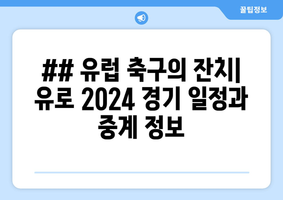 ## 유럽 축구의 잔치| 유로 2024 경기 일정과 중계 정보