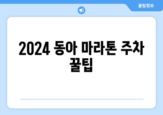 2024 동아 마라톤 주차 꿀팁| 혼잡 속에서 편리하게 주차하기 | 동아 마라톤, 주차 정보, 주차 꿀팁, 서울 잠실 주차