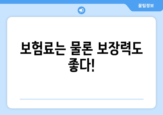 보험료는 물론 보장력도 좋다!