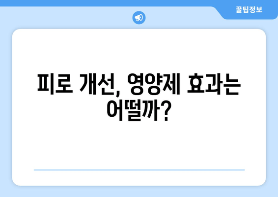 만성 피로 증후군, 이럴 땐 영양제가 도움이 될까? | 증상, 영양제 후기, 개선 방법, 전문가 추천