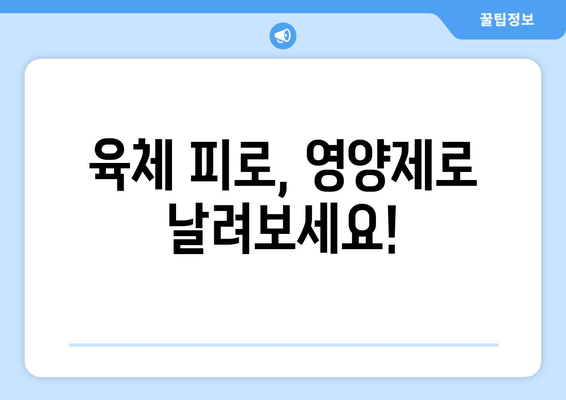 육체 피로 날리는 5가지 영양제 추천 | 피로 회복, 체력 증진, 건강 관리