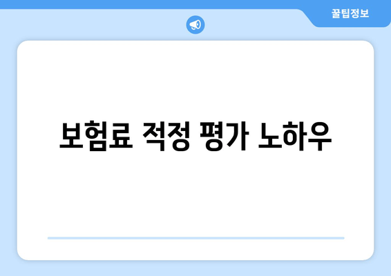 보험료 적정 평가 노하우