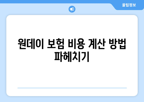 원데이 보험 비용 계산 방법 파헤치기