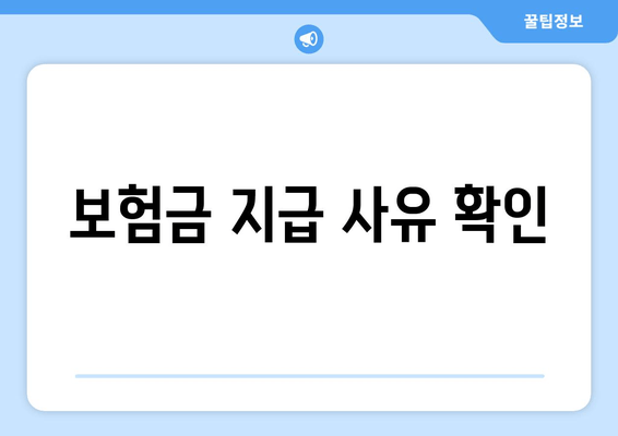 보험금 지급 사유 확인