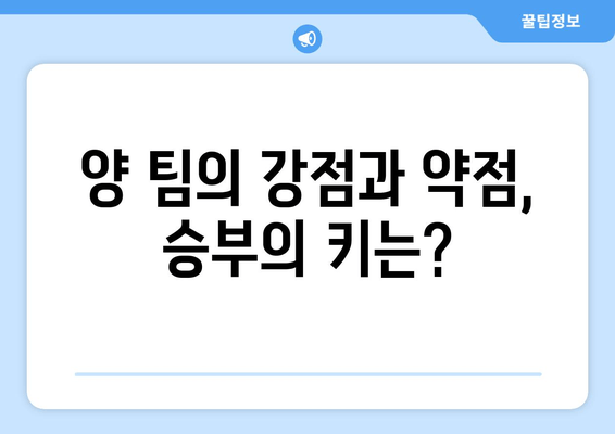 양 팀의 강점과 약점, 승부의 키는?