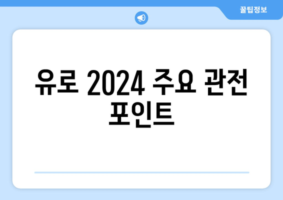 유로 2024 주요 관전 포인트