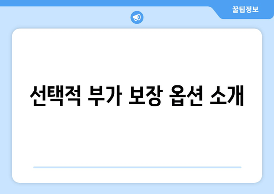 선택적 부가 보장 옵션 소개