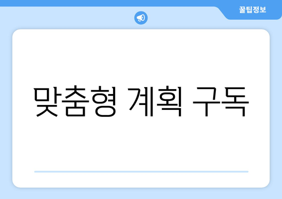 맞춤형 계획 구독