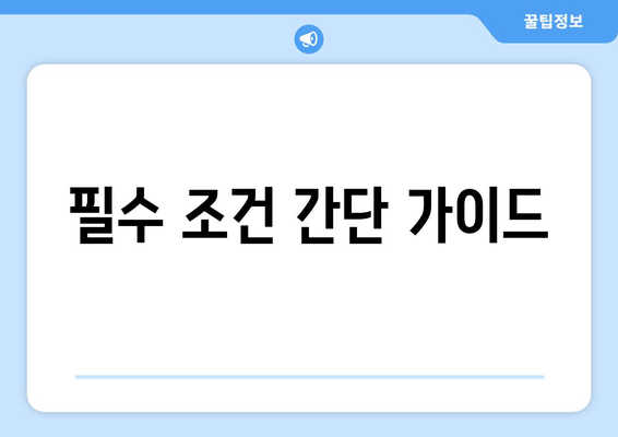 필수 조건 간단 가이드