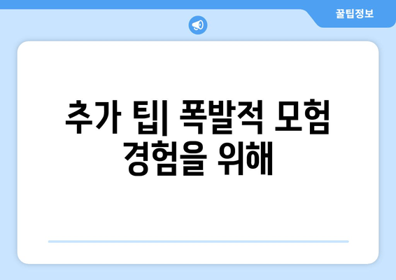 추가 팁| 폭발적 모험 경험을 위해