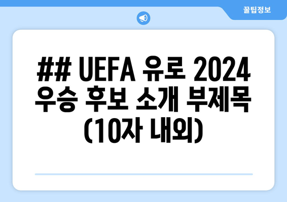 ## UEFA 유로 2024 우승 후보 소개 부제목 (10자 내외)