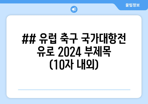 ## 유럽 축구 국가대항전 유로 2024 부제목 (10자 내외)