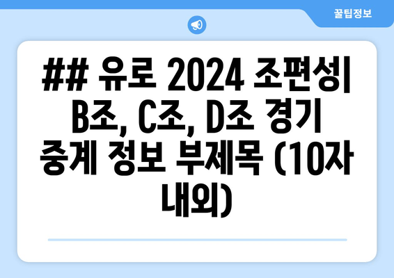 ## 유로 2024 조편성| B조, C조, D조 경기 중계 정보 부제목 (10자 내외)