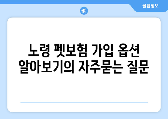 노령 펫보험 가입 옵션 알아보기