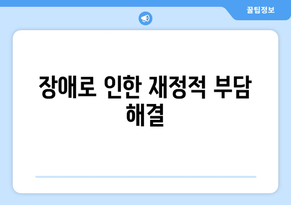 장애로 인한 재정적 부담 해결