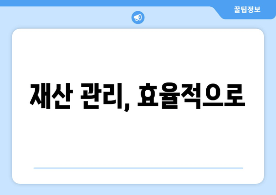 재산 관리, 효율적으로