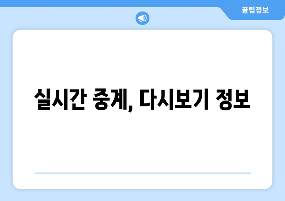 실시간 중계, 다시보기 정보