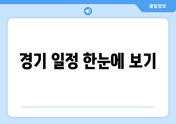 경기 일정 한눈에 보기