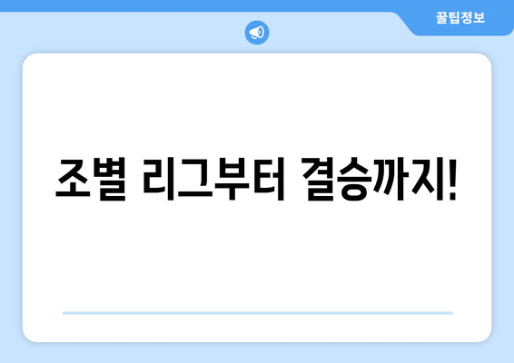 조별 리그부터 결승까지!