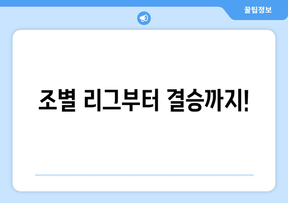 조별 리그부터 결승까지!