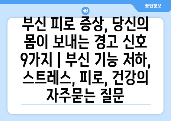 부신 피로 증상, 당신의 몸이 보내는 경고 신호 9가지 | 부신 기능 저하, 스트레스, 피로, 건강