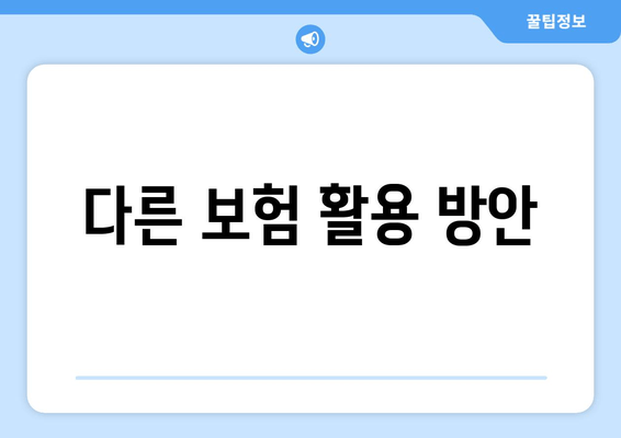 다른 보험 활용 방안