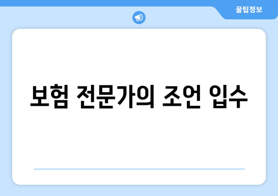 보험 전문가의 조언 입수