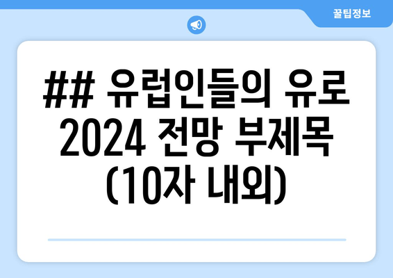 ## 유럽인들의 유로 2024 전망 부제목 (10자 내외)