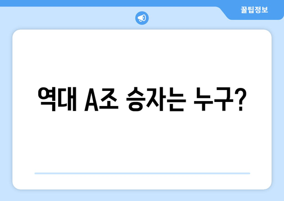 역대 A조 승자는 누구?