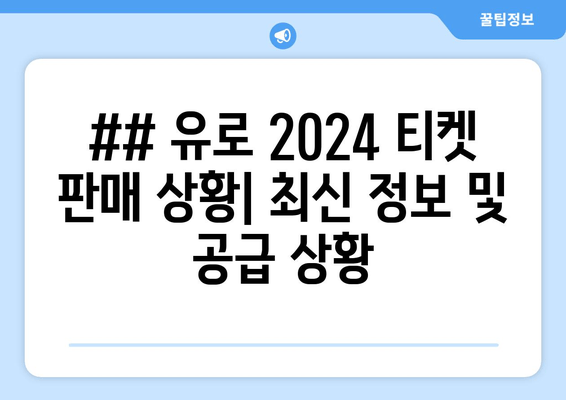 ## 유로 2024 티켓 판매 상황| 최신 정보 및 공급 상황