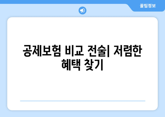 공제보험 비교 전술| 저렴한 혜택 찾기