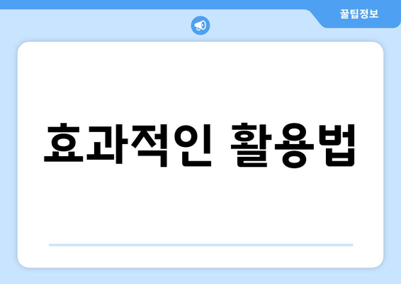 효과적인 활용법