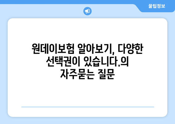 원데이보험 알아보기, 다양한 선택권이 있습니다.