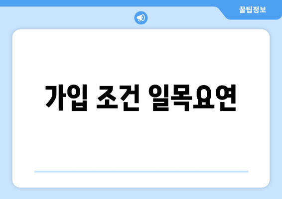 가입 조건 일목요연