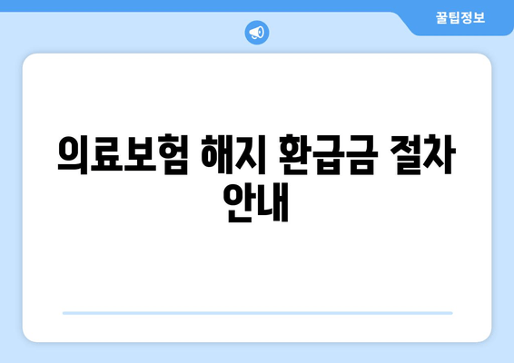 의료보험 해지 환급금 절차 안내