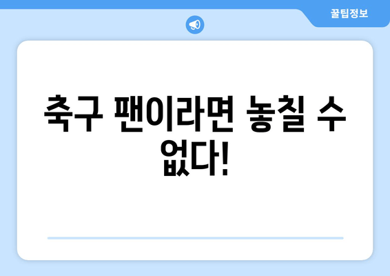 축구 팬이라면 놓칠 수 없다!