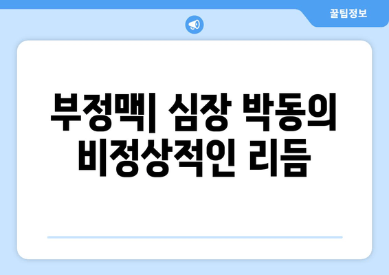 부정맥| 증상, 원인, 치료 옵션 | 심장 건강 지키기 가이드